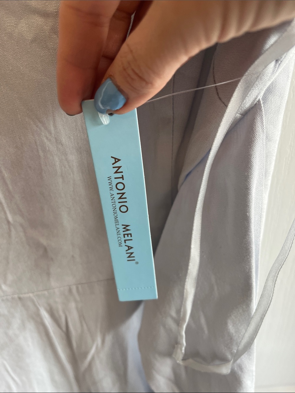 NWT Antonio Melani Quinn Jumpsuit Light Blue Tied Front Sleeveless Size 14 $209 - Picture 7 of 11